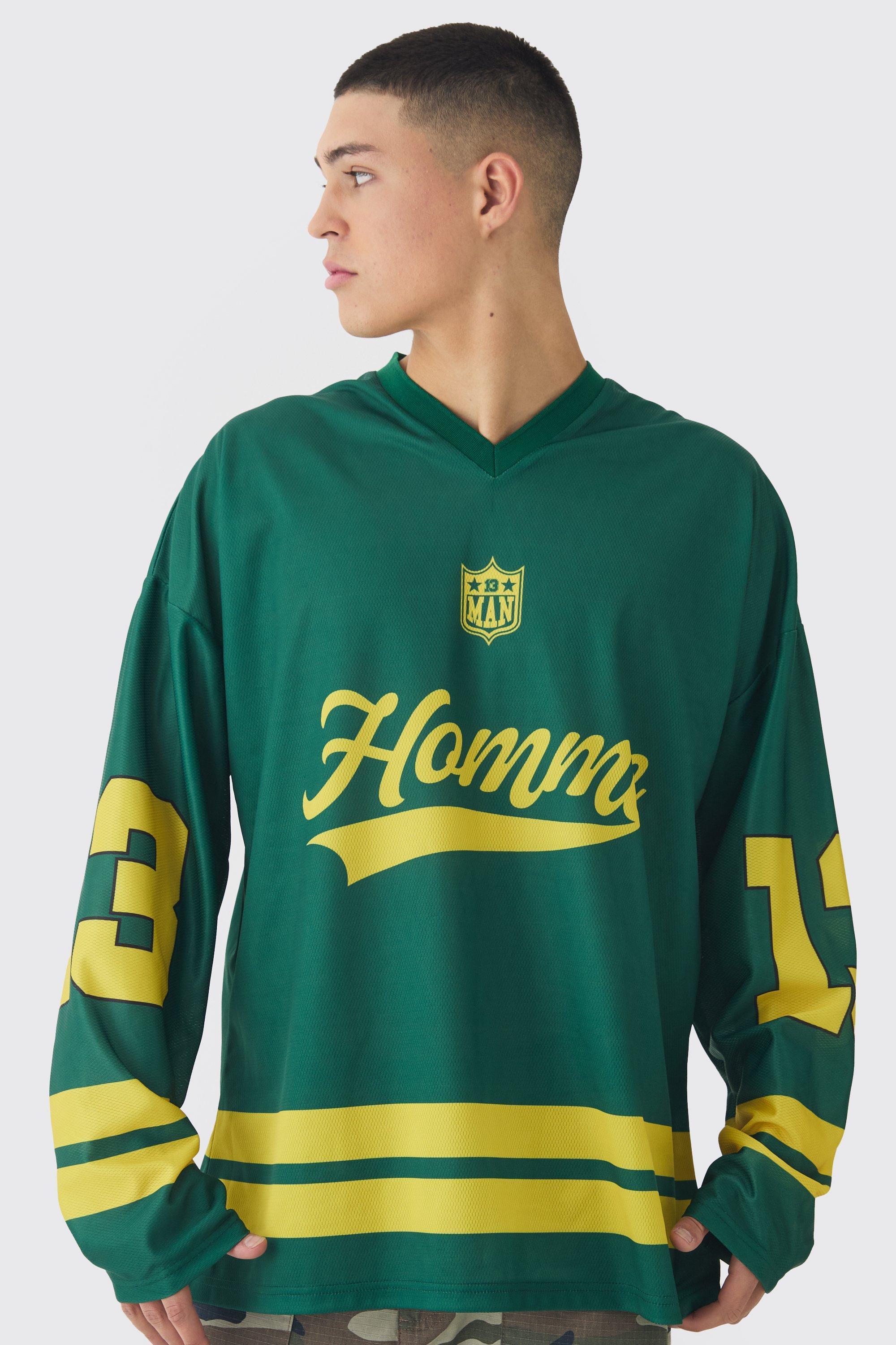 Mens Green Oversized Homme Mesh Hockey Top, Green Product Image