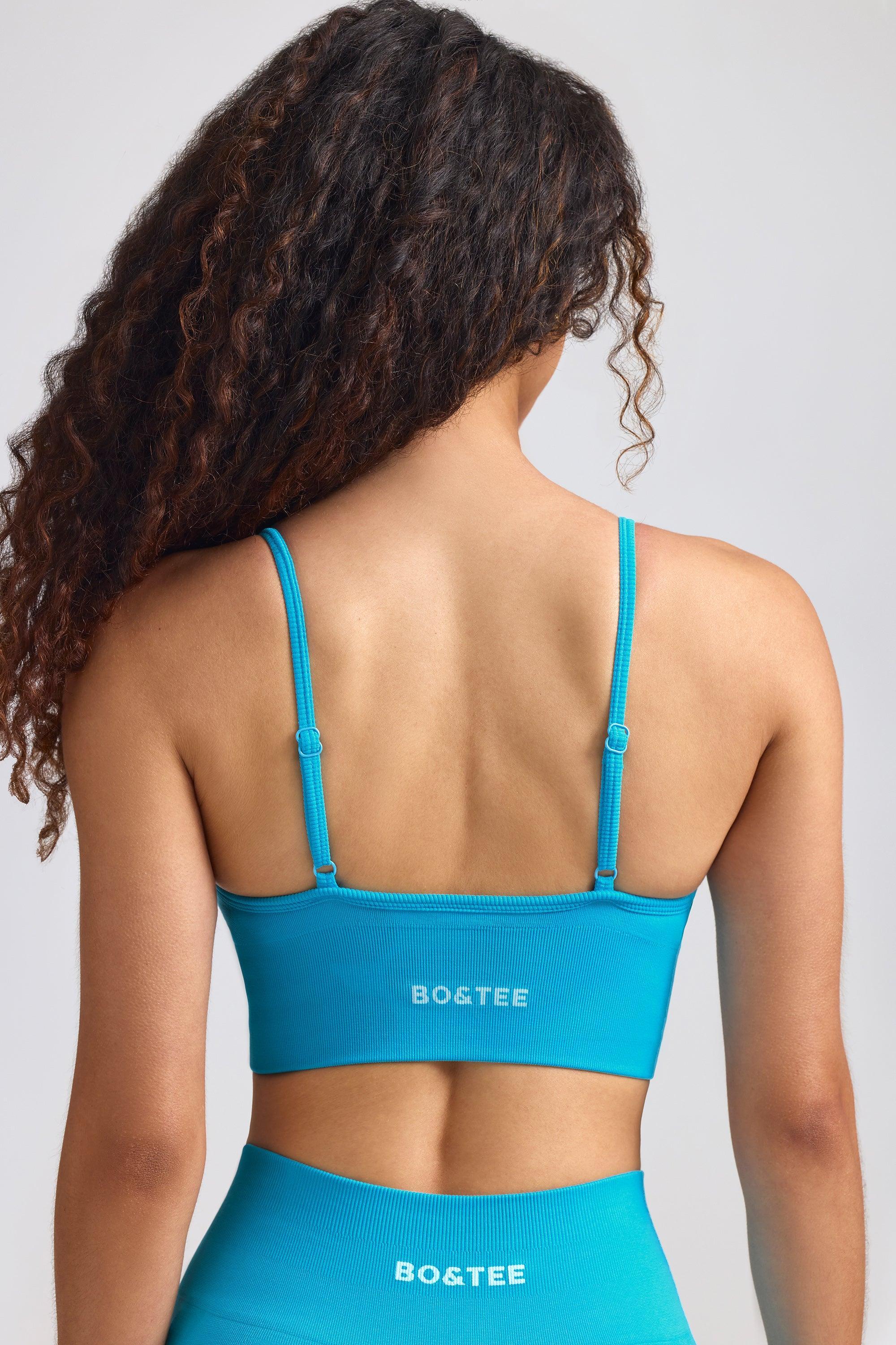 Define Luxe V-Neck Sports Bra in Turquoise Blue Female Product Image