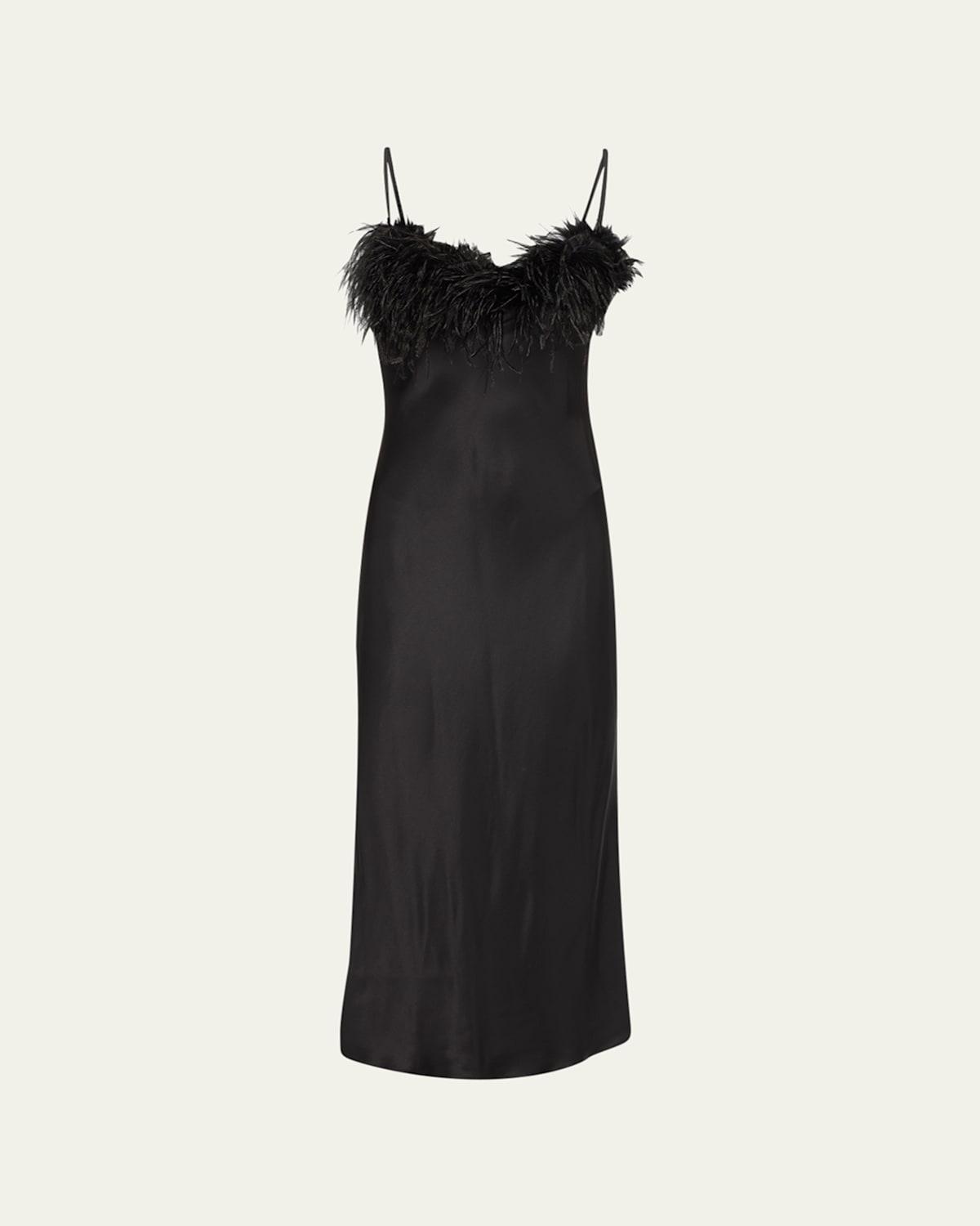 Boheme Feather-Trim Slip Dress Product Image