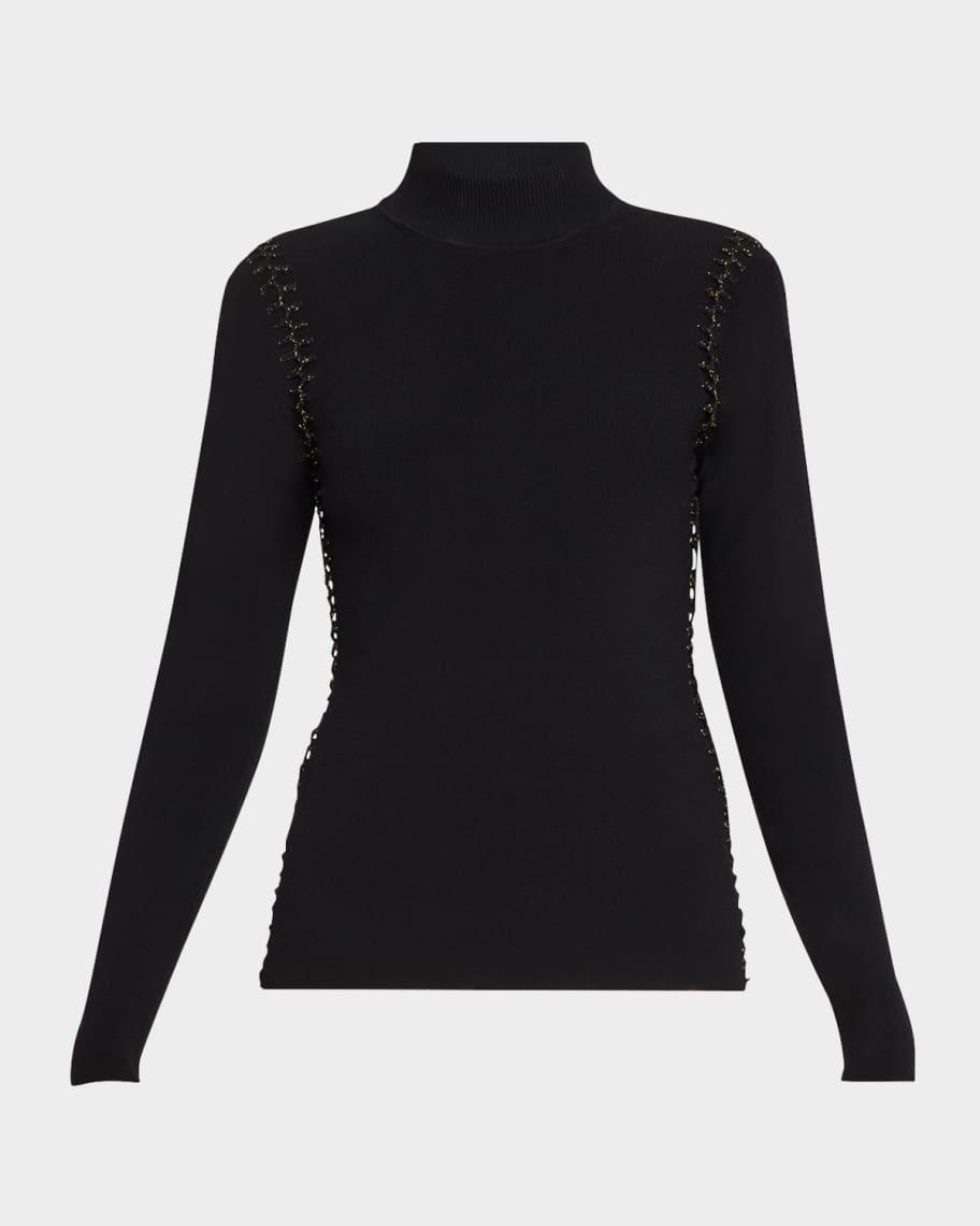 The Azure Stitched Mock-Neck Sweater Product Image