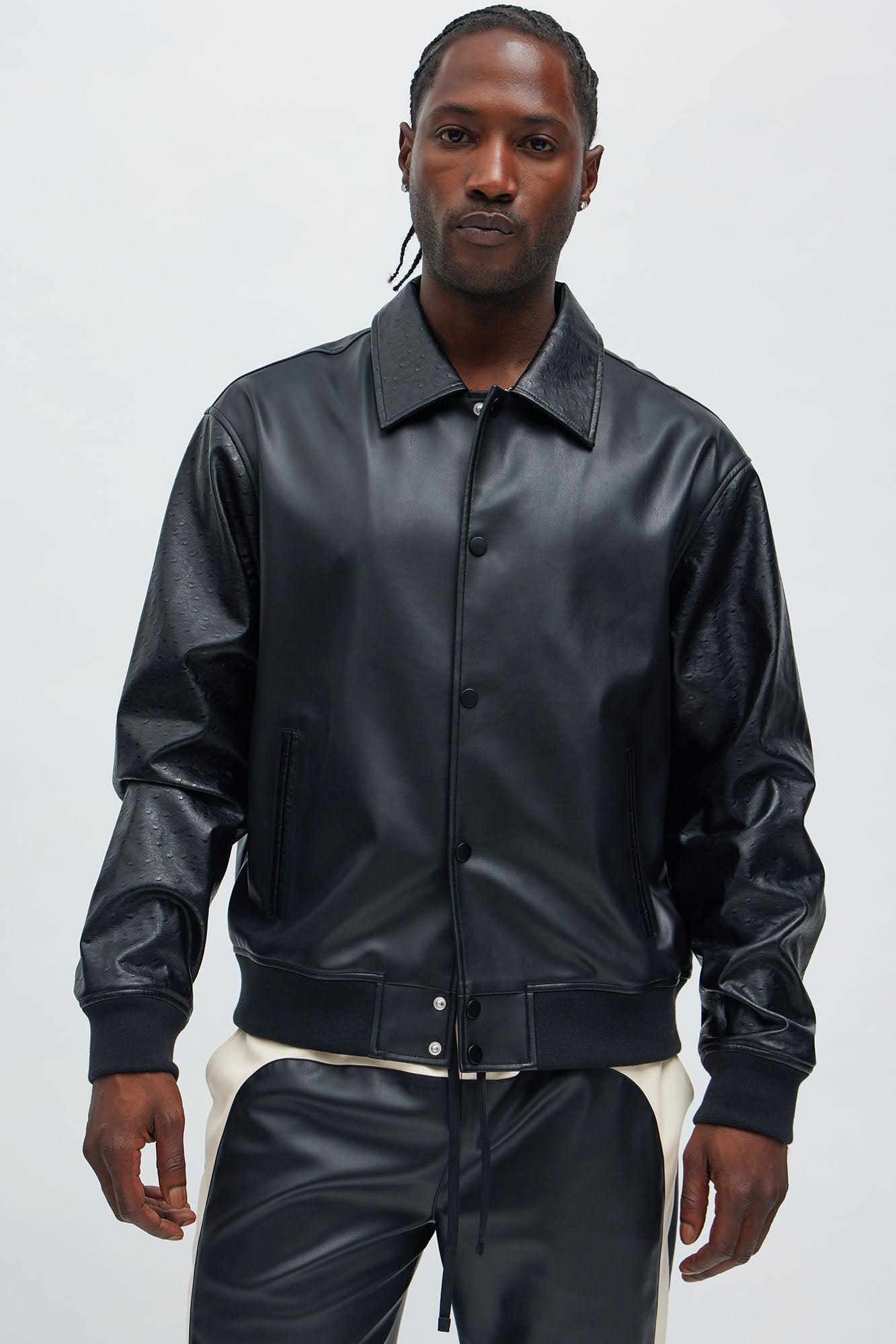 The Only Contrast Faux Leather Jacket - Black Product Image