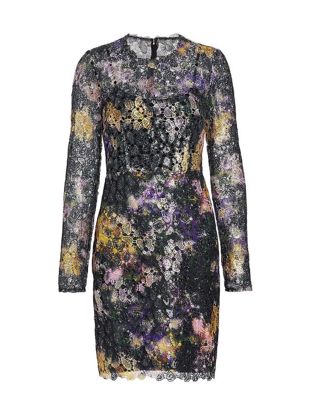 Womens Jenna Floral Lace Long-Sleeve Minidress Product Image