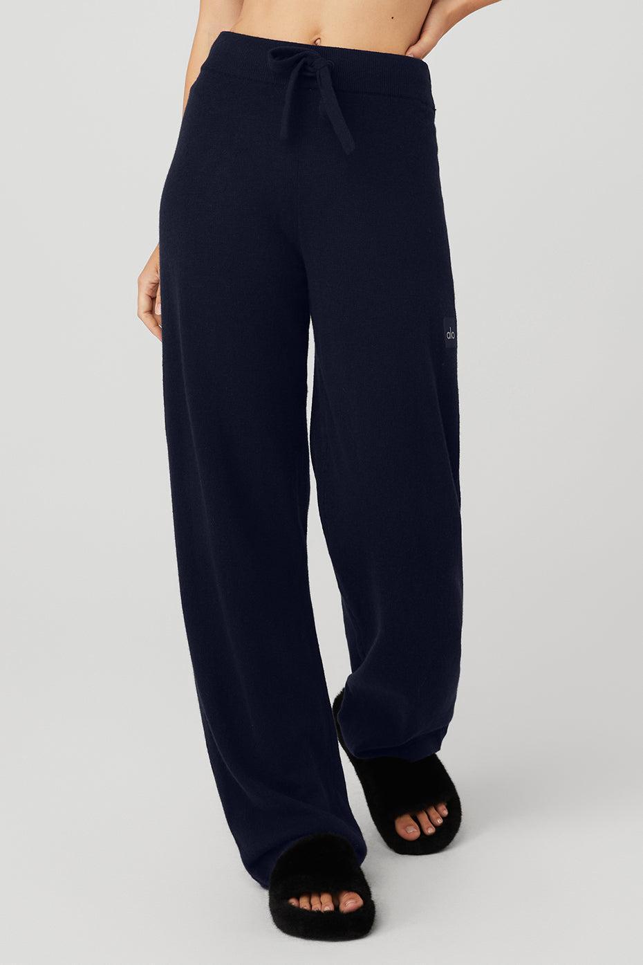 Cashmere High-Waist Jet Set Wide Leg Pant - Navy Product Image