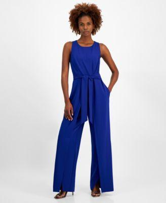 Women's Tie-Front Flyaway Wide-Leg Jumpsuit Product Image