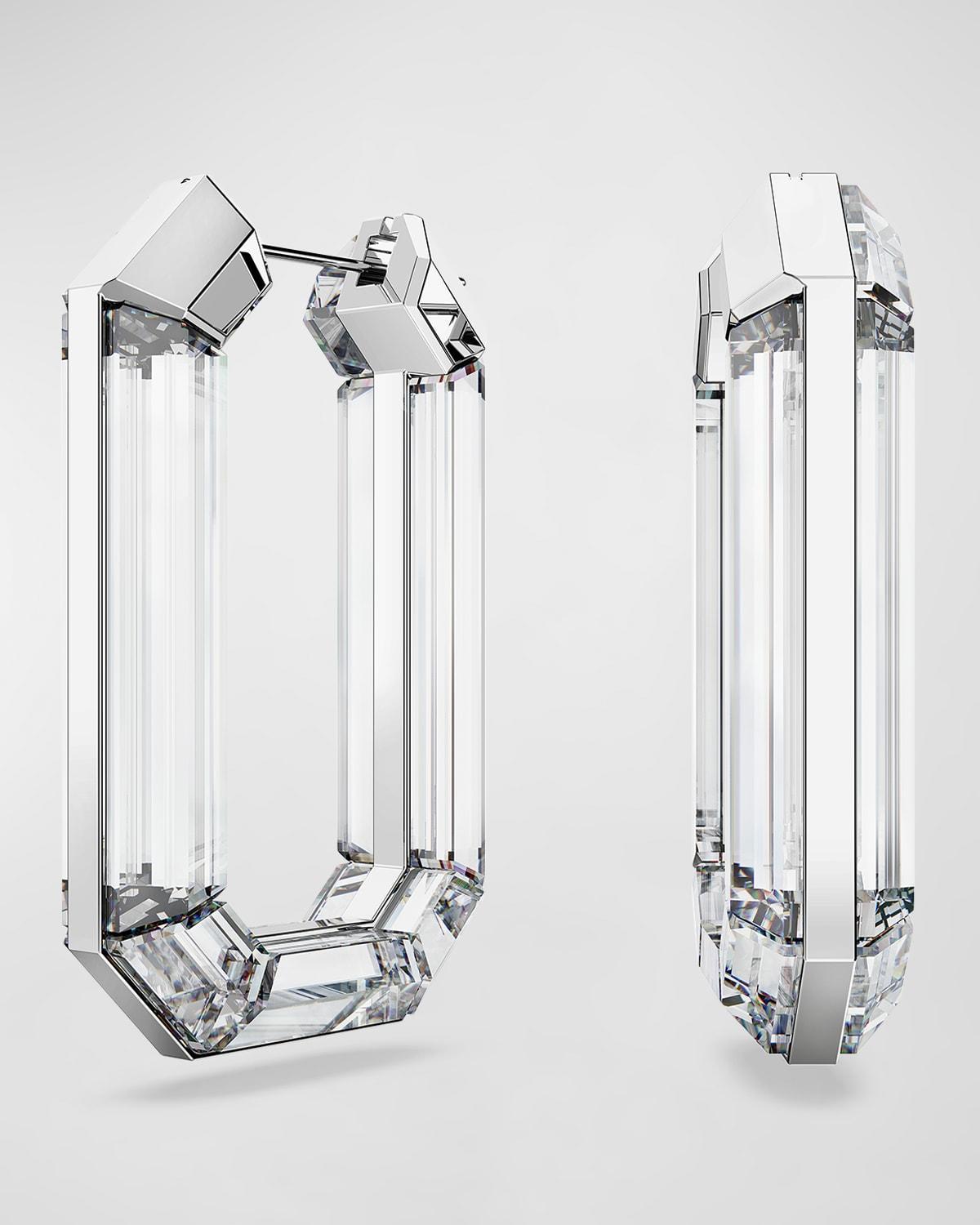 Womens Lucent Rhodium-Plated & Crystal Octagon Hoop Earrings Product Image