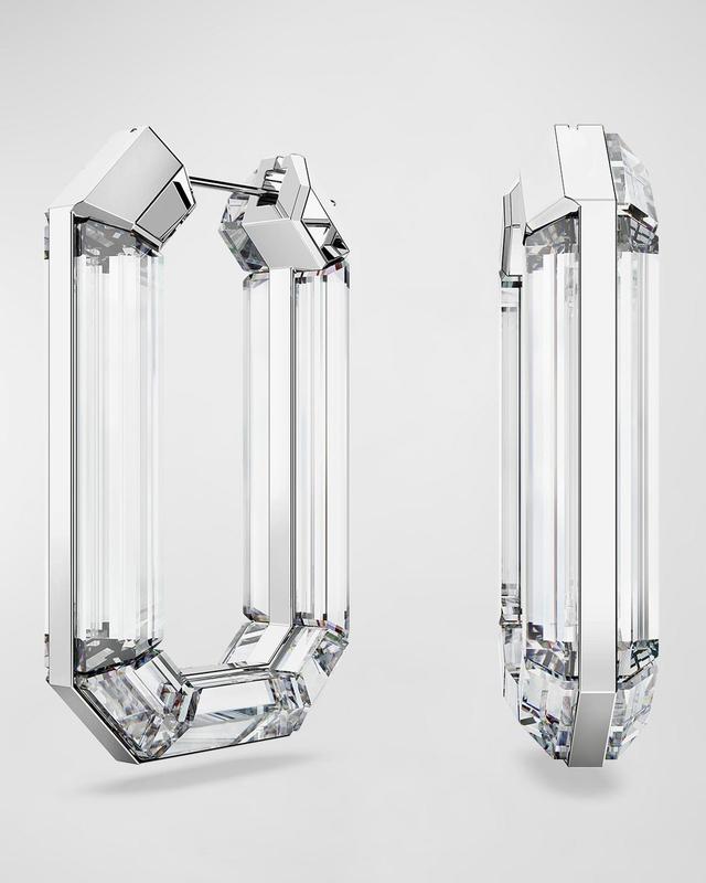 Womens Lucent Rhodium-Plated & Crystal Octagon Hoop Earrings Product Image