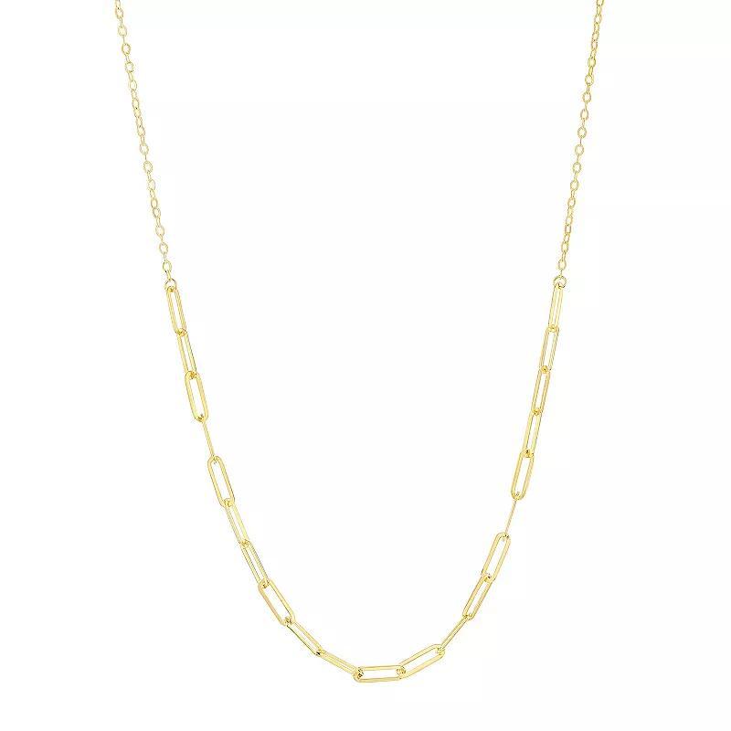 Divine Gold 14k Gold Paper Clip Chain Necklace, Womens Yellow Product Image