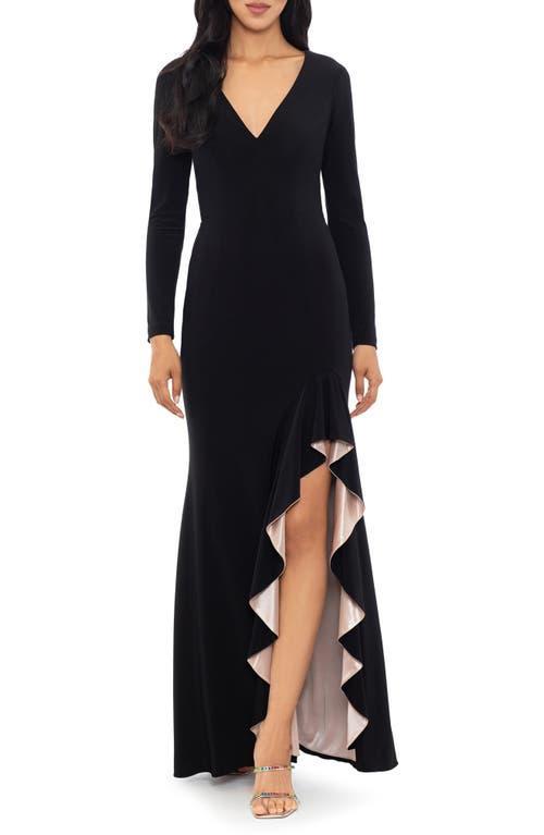 Xscape Evenings V-Neck Long Sleeve Gown Product Image