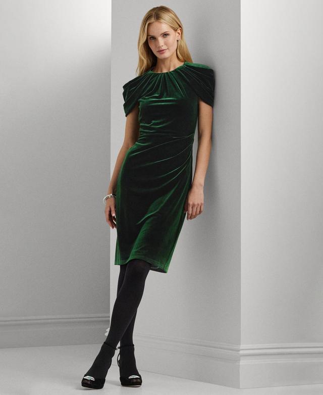 Lauren Ralph Lauren Womens Pleated Velvet Cocktail Dress Product Image