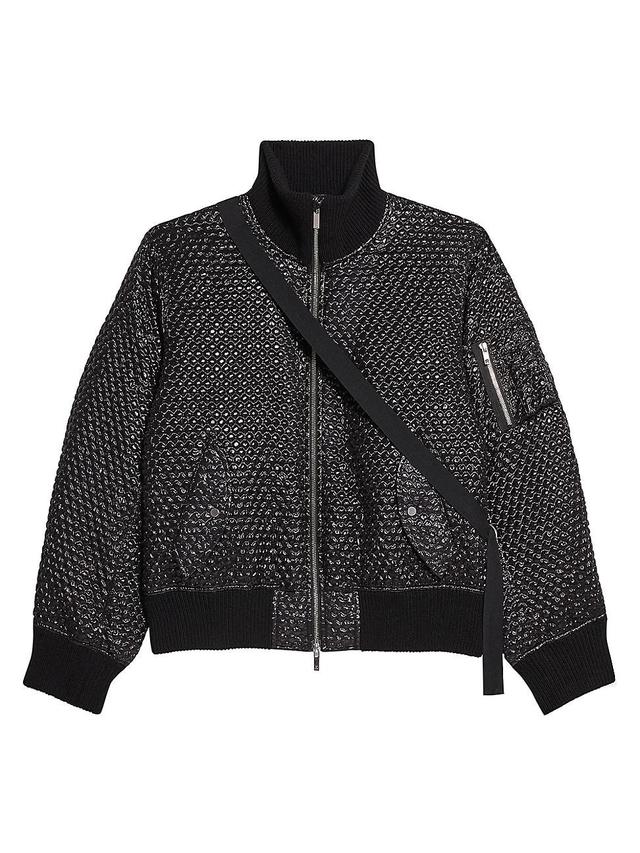 Mens Shiny Bubble Seatbelt Bomber Jacket Product Image