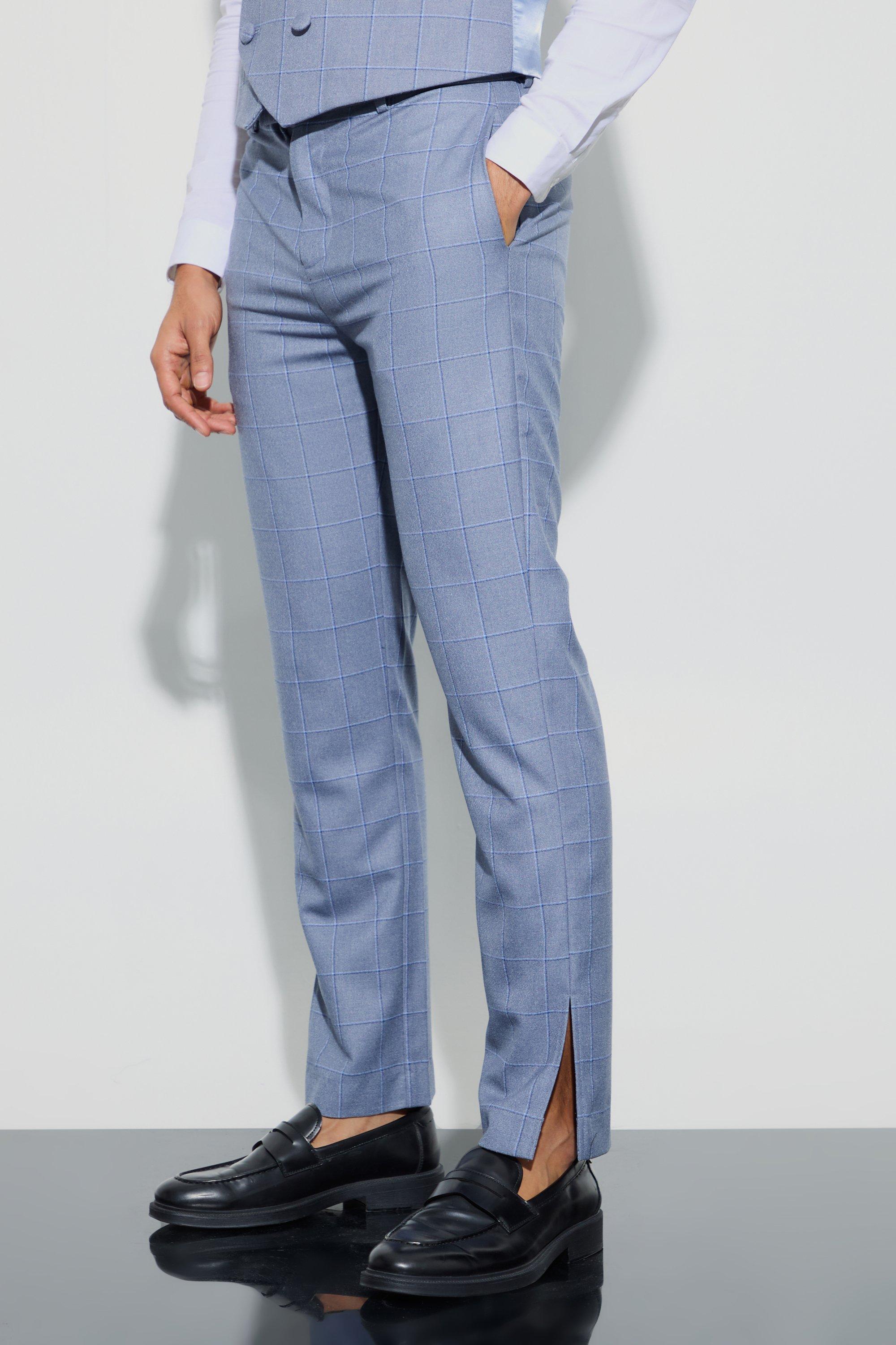 Window Check Straight Fit Trousers | boohooMAN USA Product Image