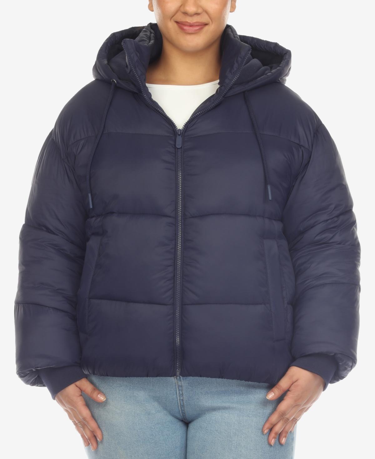 White Mark Plus Size Hooded Bomber Puffer Coat Product Image