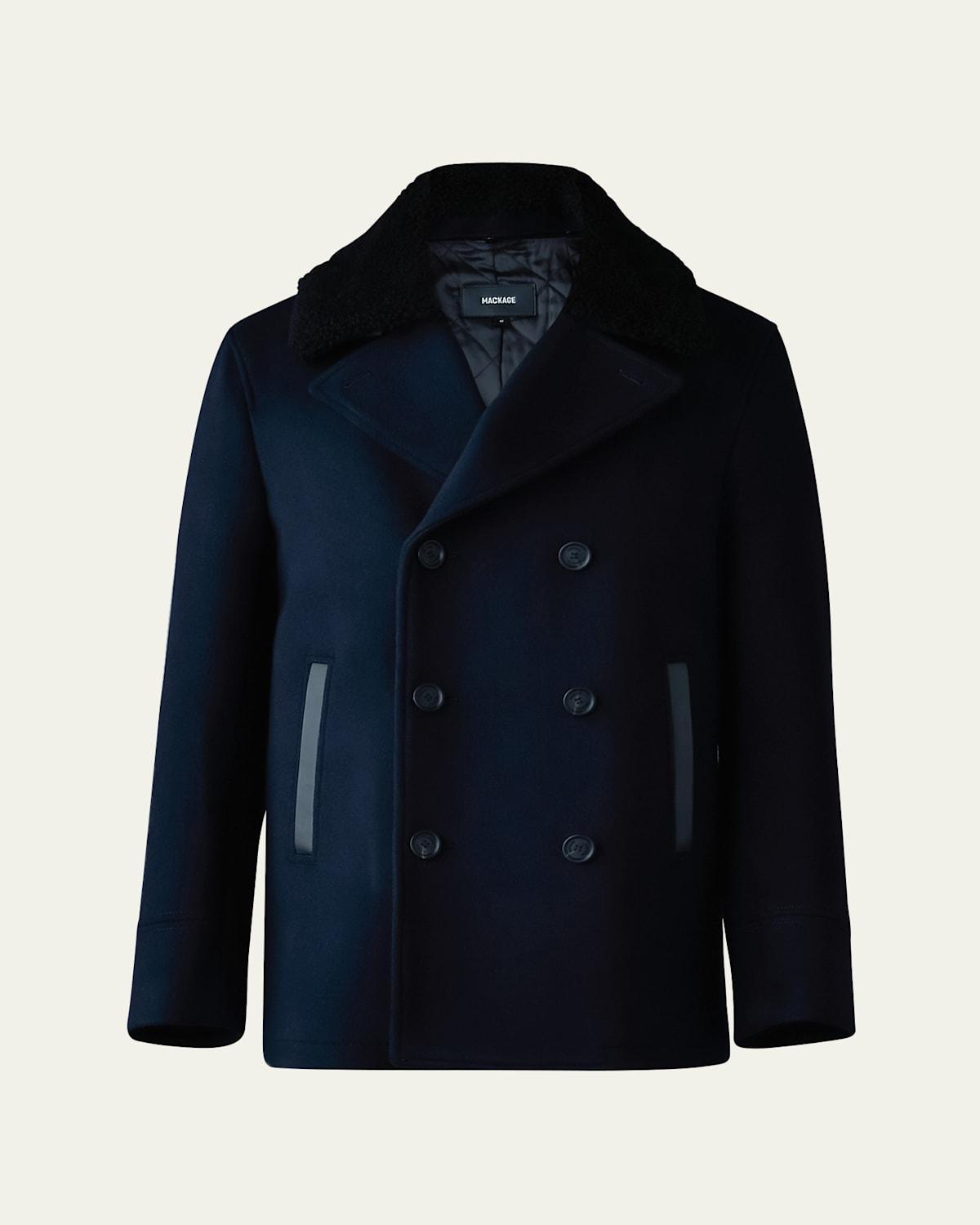 Mens Cole Wool Peacoat with Shearling Collar Product Image