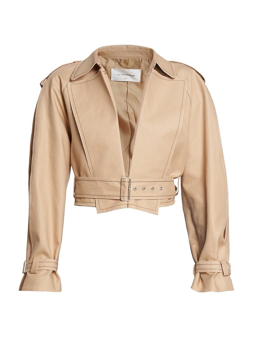 Womens Belted Short Trench Jacket Product Image