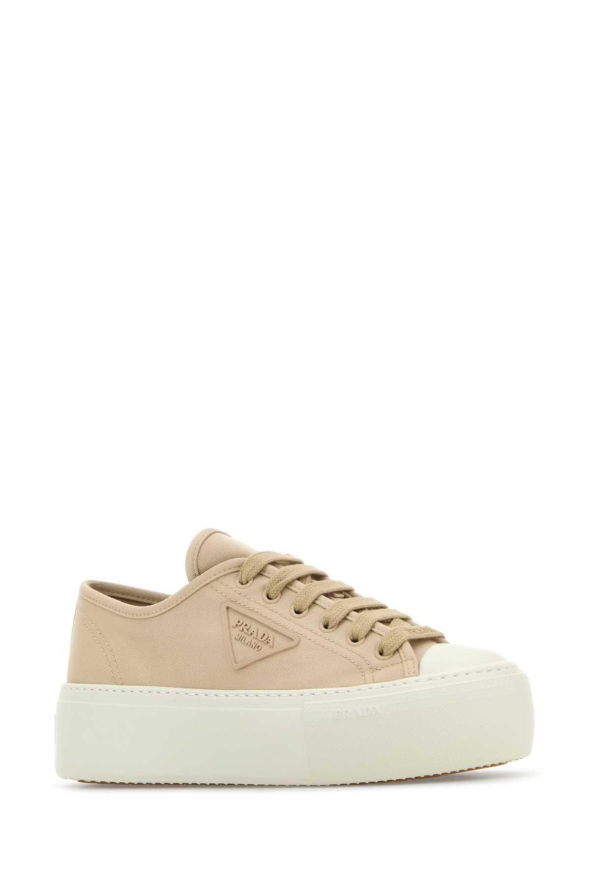 Beige Fabric Sneakers Product Image