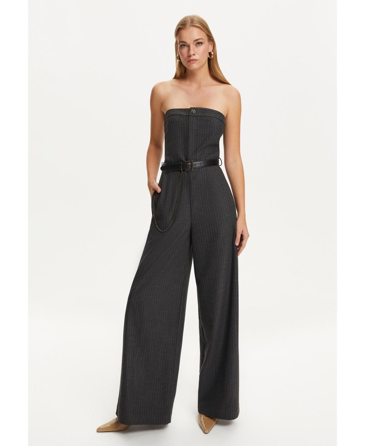 Nocturne Womens Belted Striped Jumpsuit Product Image