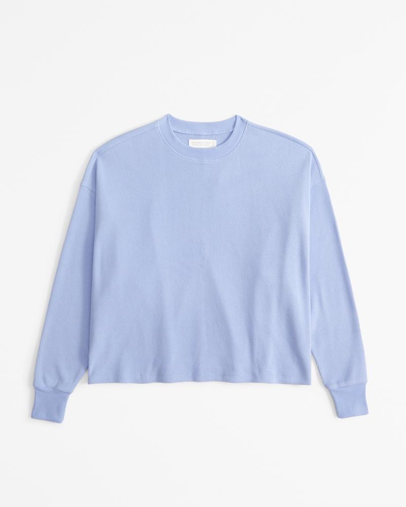 Long-Sleeve Oversized Lounge Waffle Tee Product Image