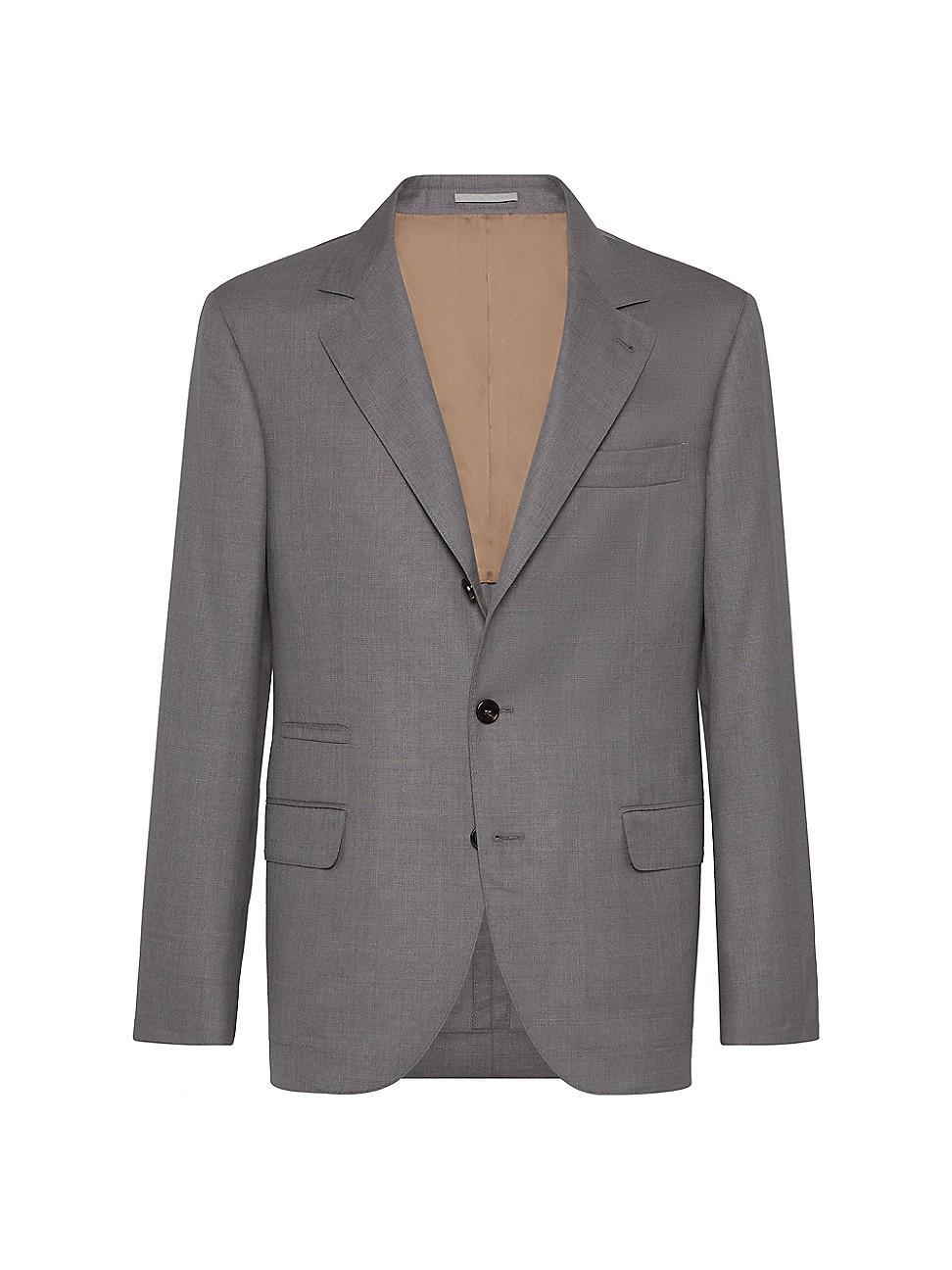 Mens Virgin Wool and Silk Lightweight Hopsack Blazer Product Image