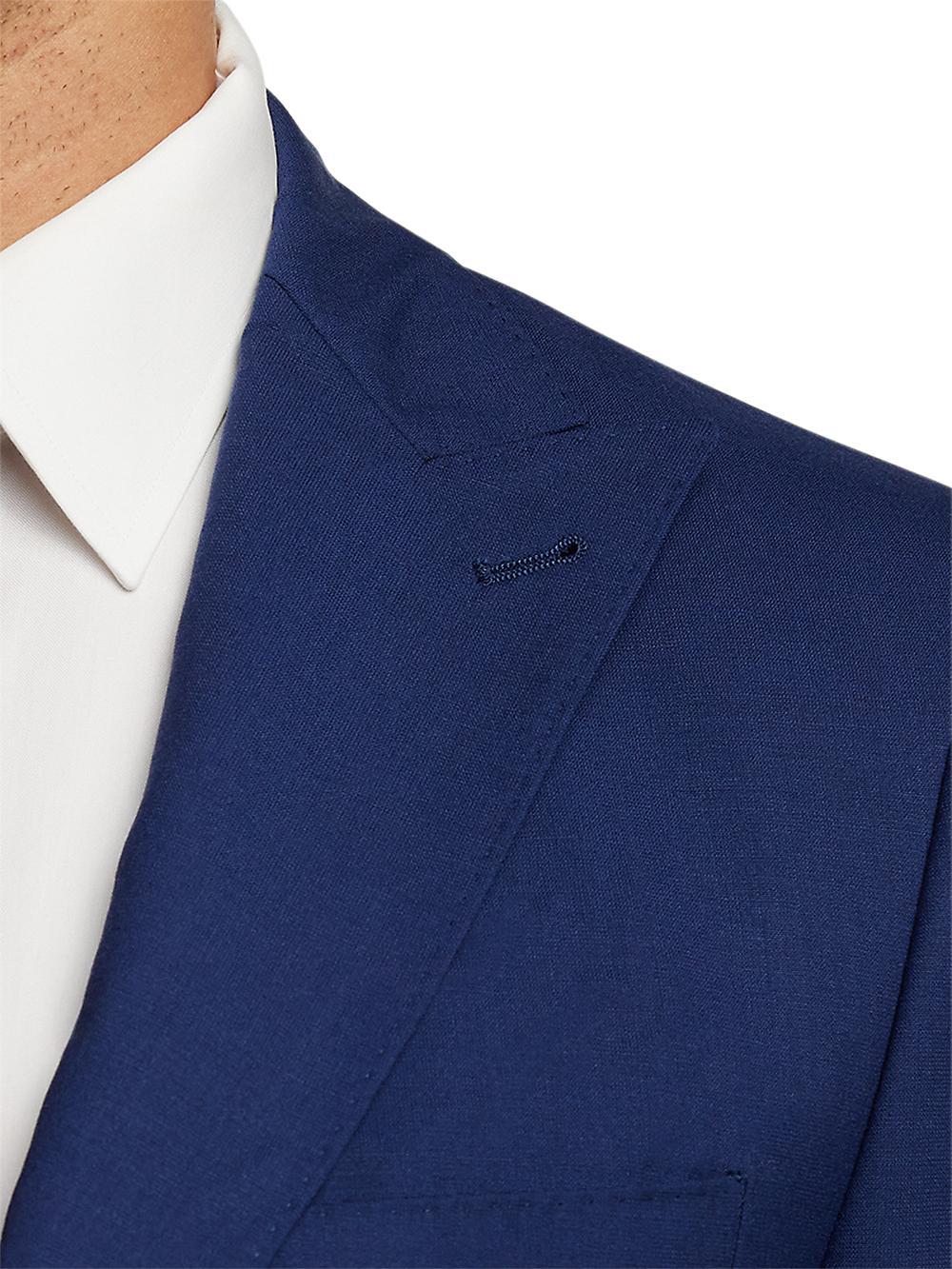 Wool Stretch Bengaline Single Breasted Peak Lapel Suit - Blue Product Image