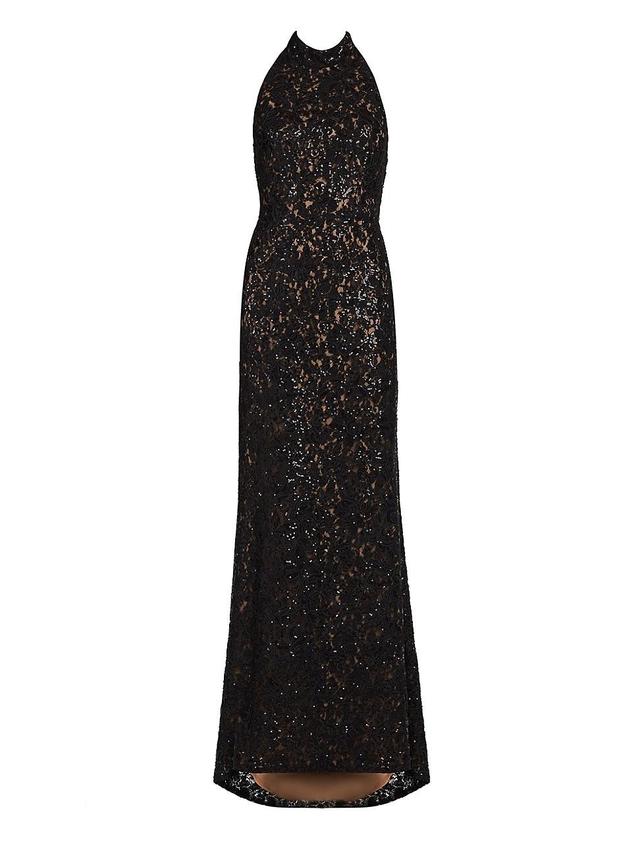 Womens Sleeveless Lace Gown Product Image