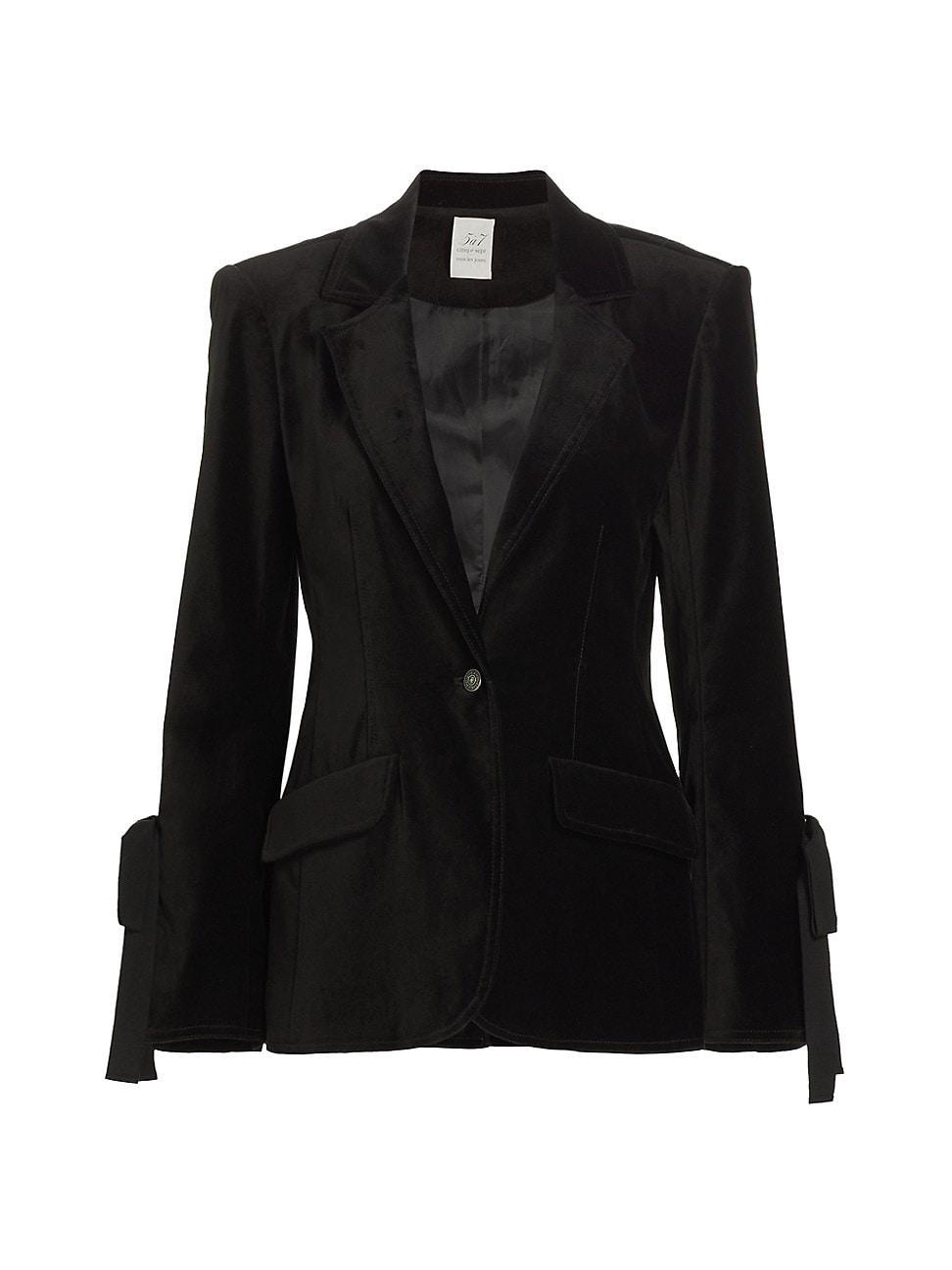 Womens Lou Bow-Detailed Velvet Blazer Product Image