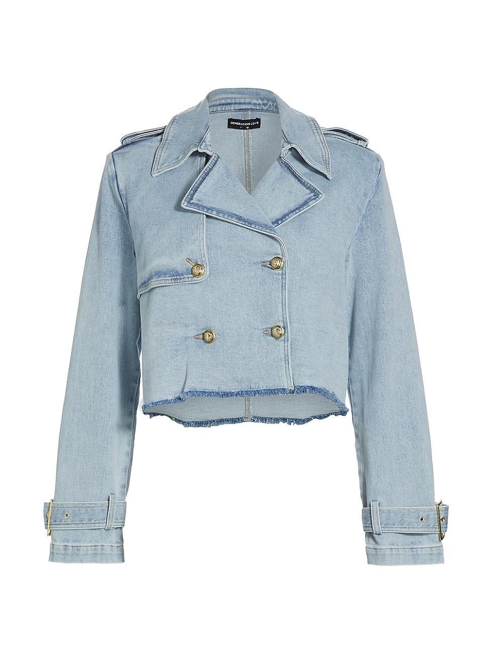 Womens Camila Denim Crop Trench Coat Product Image