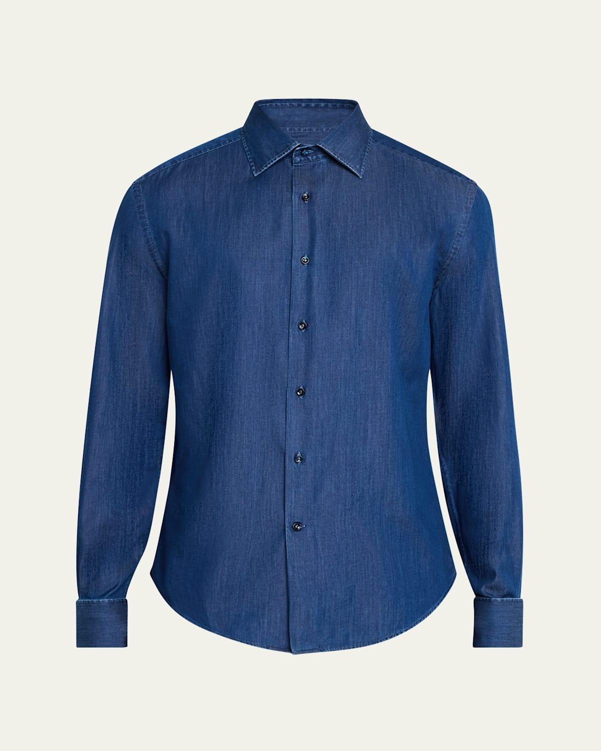 Mens Lightweight Denim Slim Fit Tuxedo Shirt Product Image