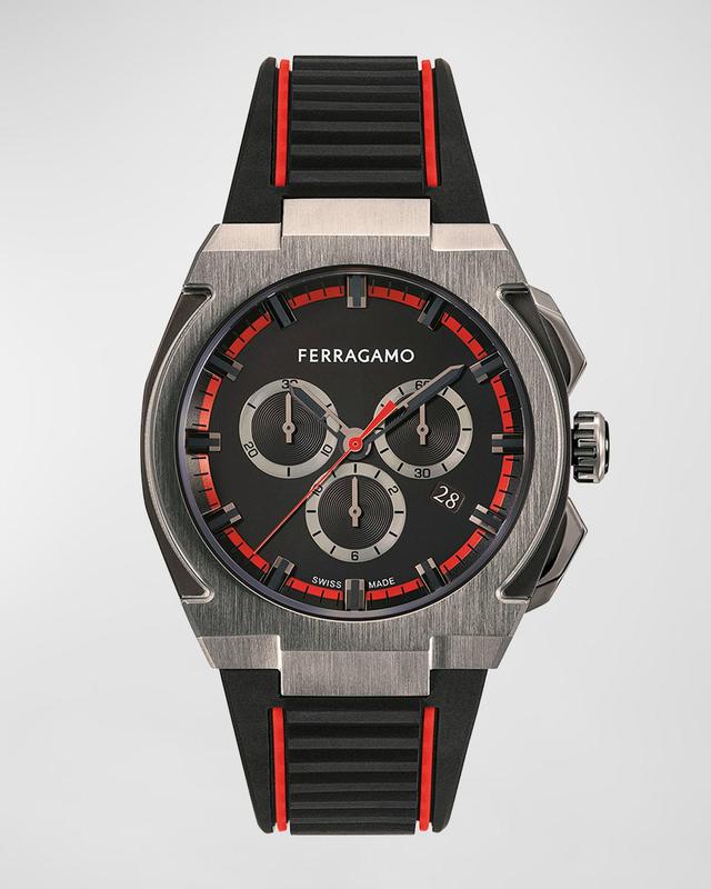FERRAGAMO Supreme Chronograph Recycled Polyurethane Strap Watch, 43mm Product Image