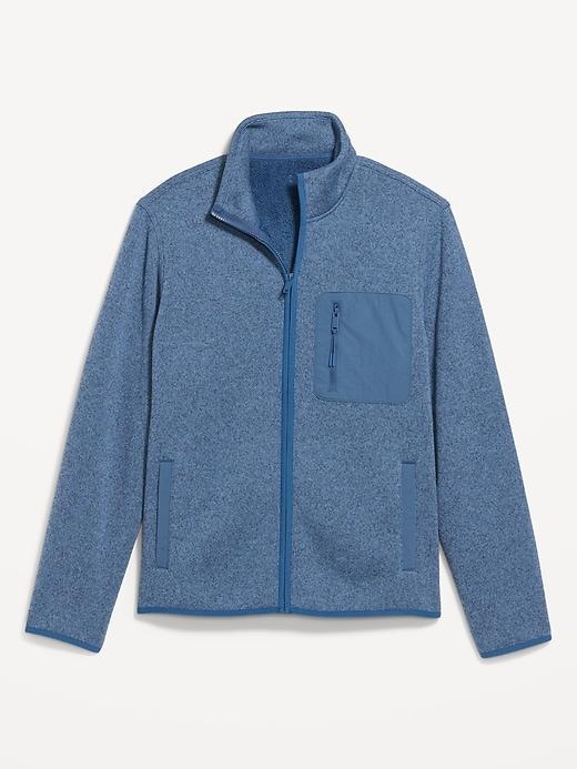 Sherpa-Lined Sweater Fleece Zip Jacket Product Image