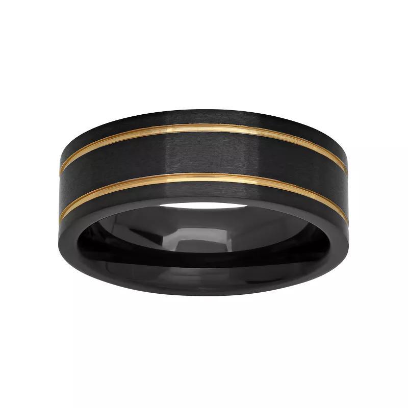 Black & Yellow Ion-Plated Stainless Steel Double Groove Band - Men, Mens Two Tone Product Image