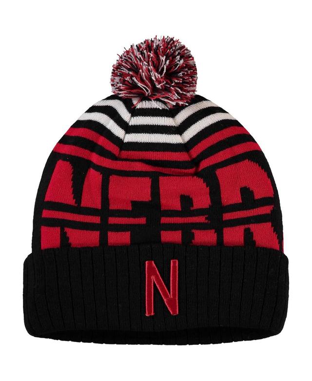 Mens Top of the World Black and Scarlet Nebraska Huskers Colossal Cuffed Knit Hat with Pom - Black Product Image