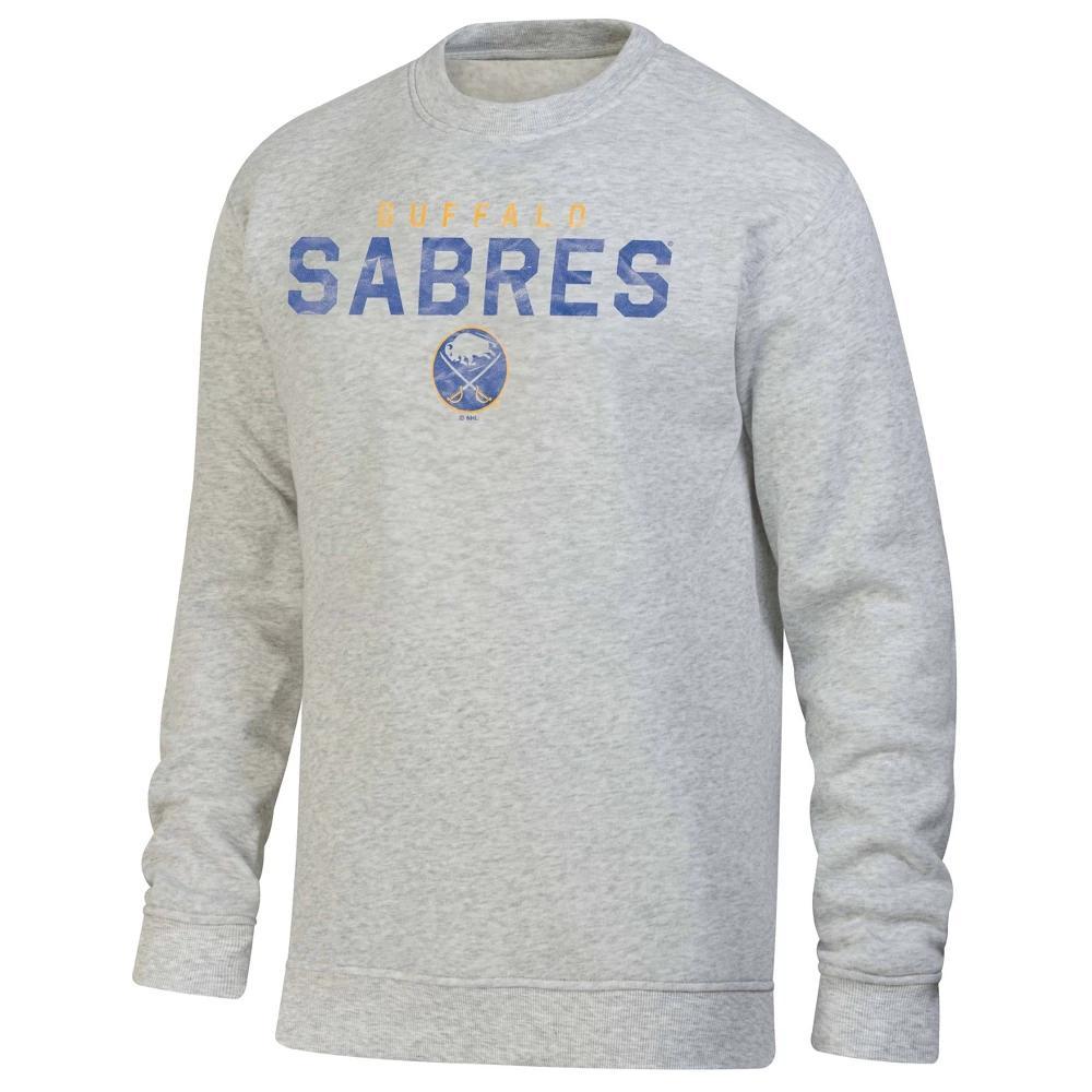 NHL Buffalo Sabres Mens Long Sleeve Ash Crew Neck Fleece Hooded Sweatshirt Product Image