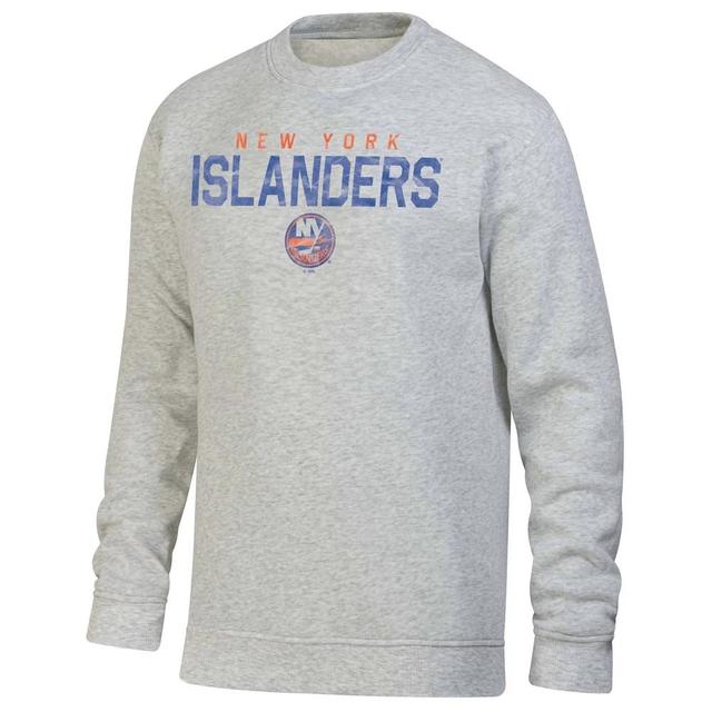 NHL New York Islanders Mens Long Sleeve Ash Crew Neck Fleece Hooded Sweatshirt Product Image