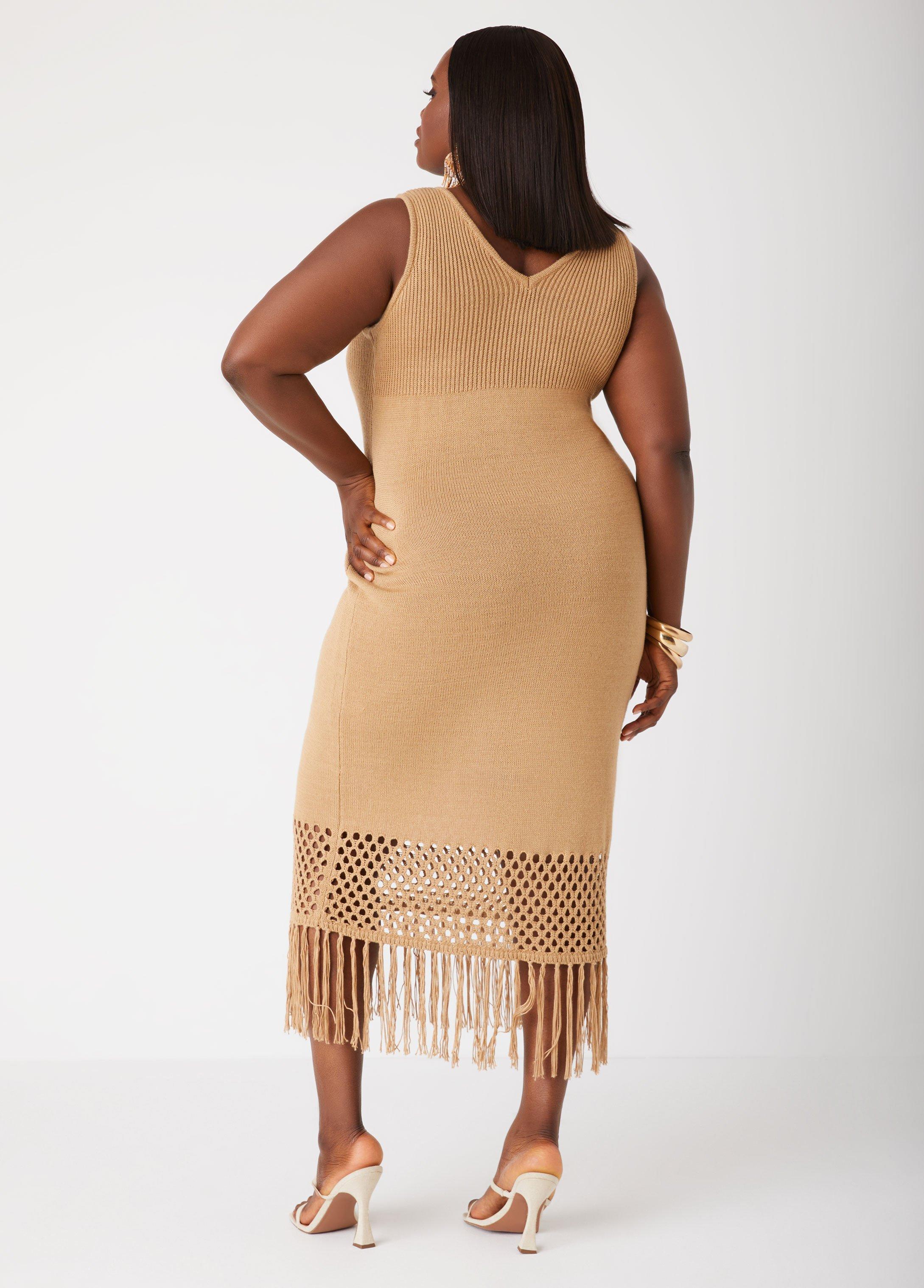 Fringed Crochet Midi Dress Product Image