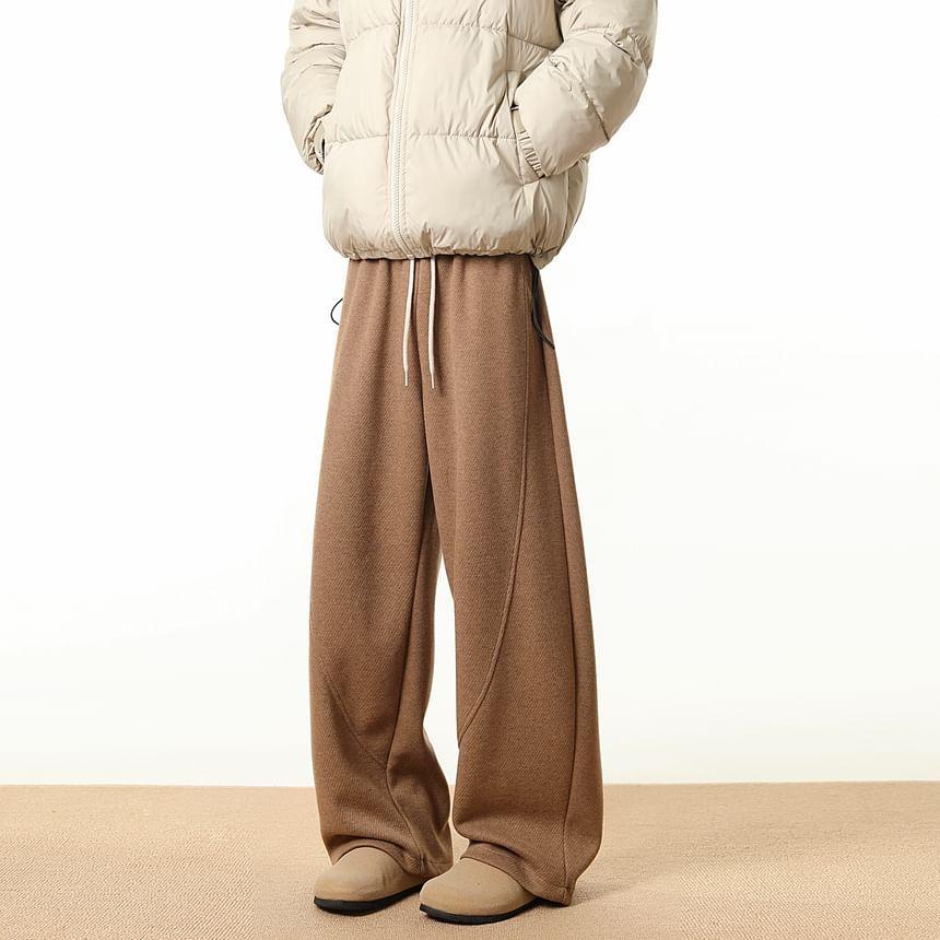 Drawstring Waist Plain Wide Leg Pants Product Image