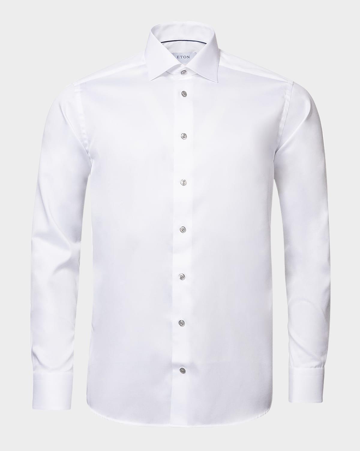 Mens Slim-Fit Twill Dress Shirt with Navy Details Product Image