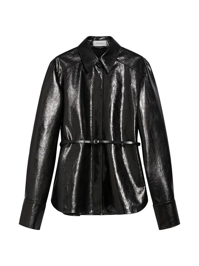 Womens Larix Belted Leather Shirt Jacket Product Image