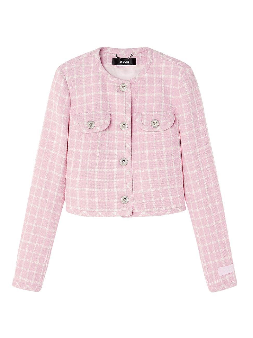 Womens Large Check Wool-Blend Jacket Product Image