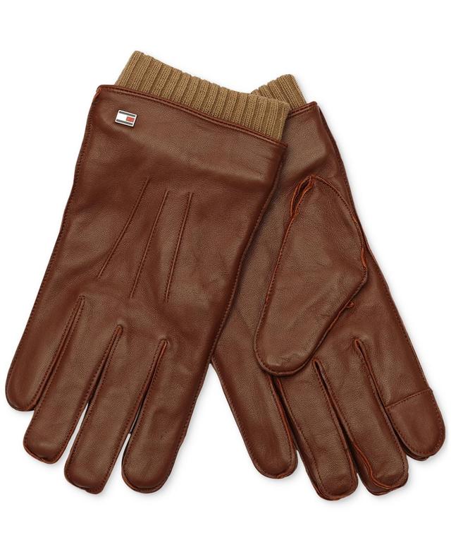 Tommy Hilfiger Mens Double Layer Cuff Leather Gloves Product Image