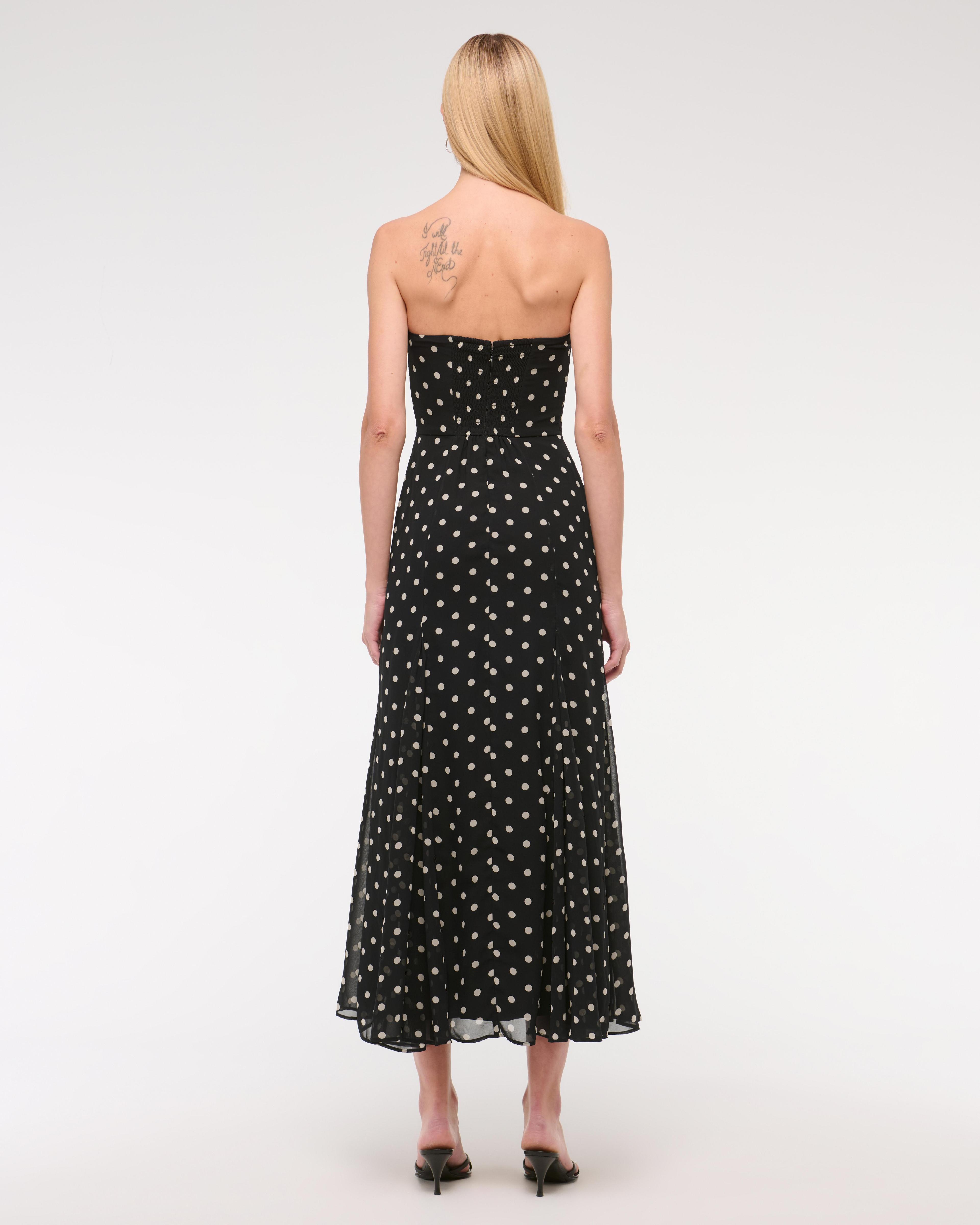 The A&F Camille Strapless Godet Midi Dress Product Image