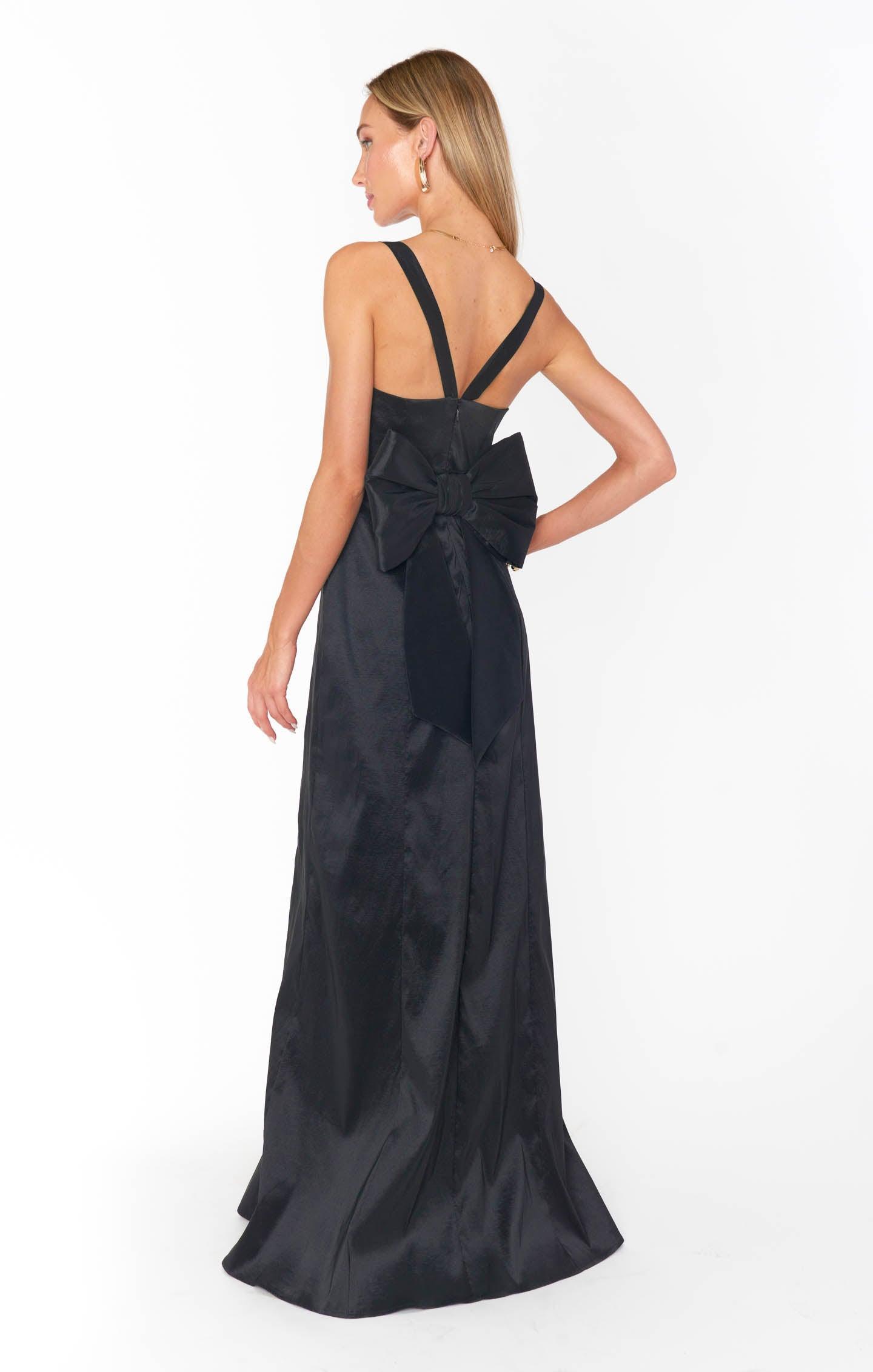 Charlotte Bow Dress ~ Black Taffeta Product Image