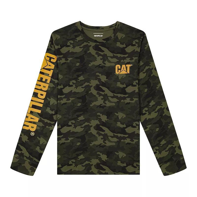 Mens Caterpillar CAT Foundation Trademark Banner Long Sleeve Tee Black Camo Product Image