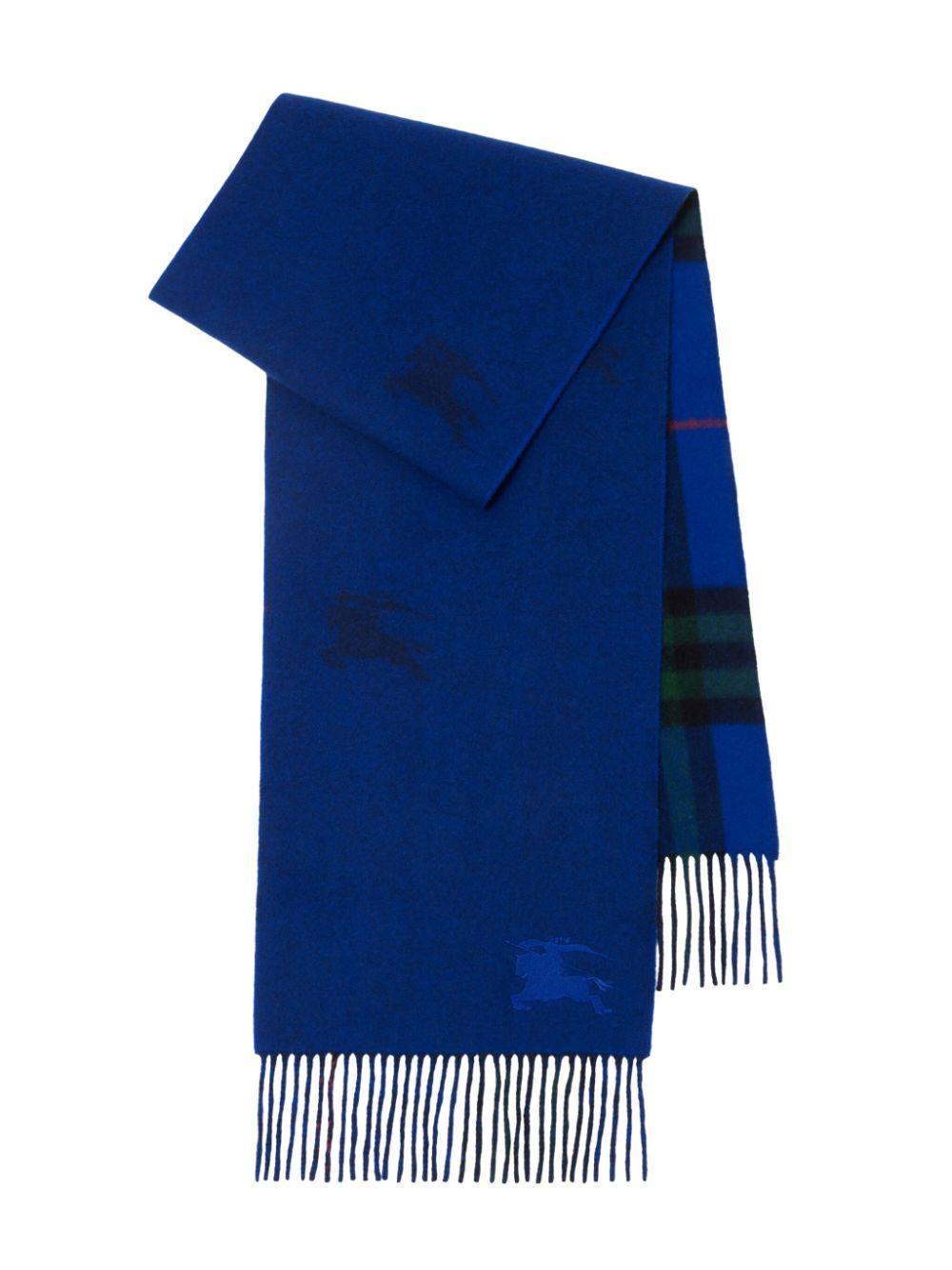 BURBERRY Reversible Checkered Scarf In Blue Product Image