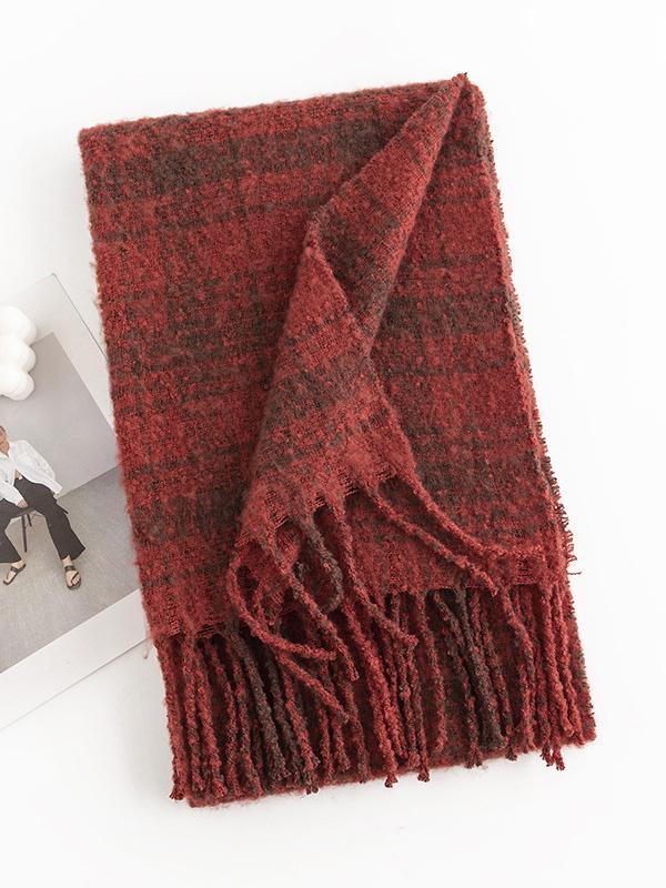 Keep Warm Plaid Tasseled Shawl&Scarf product image