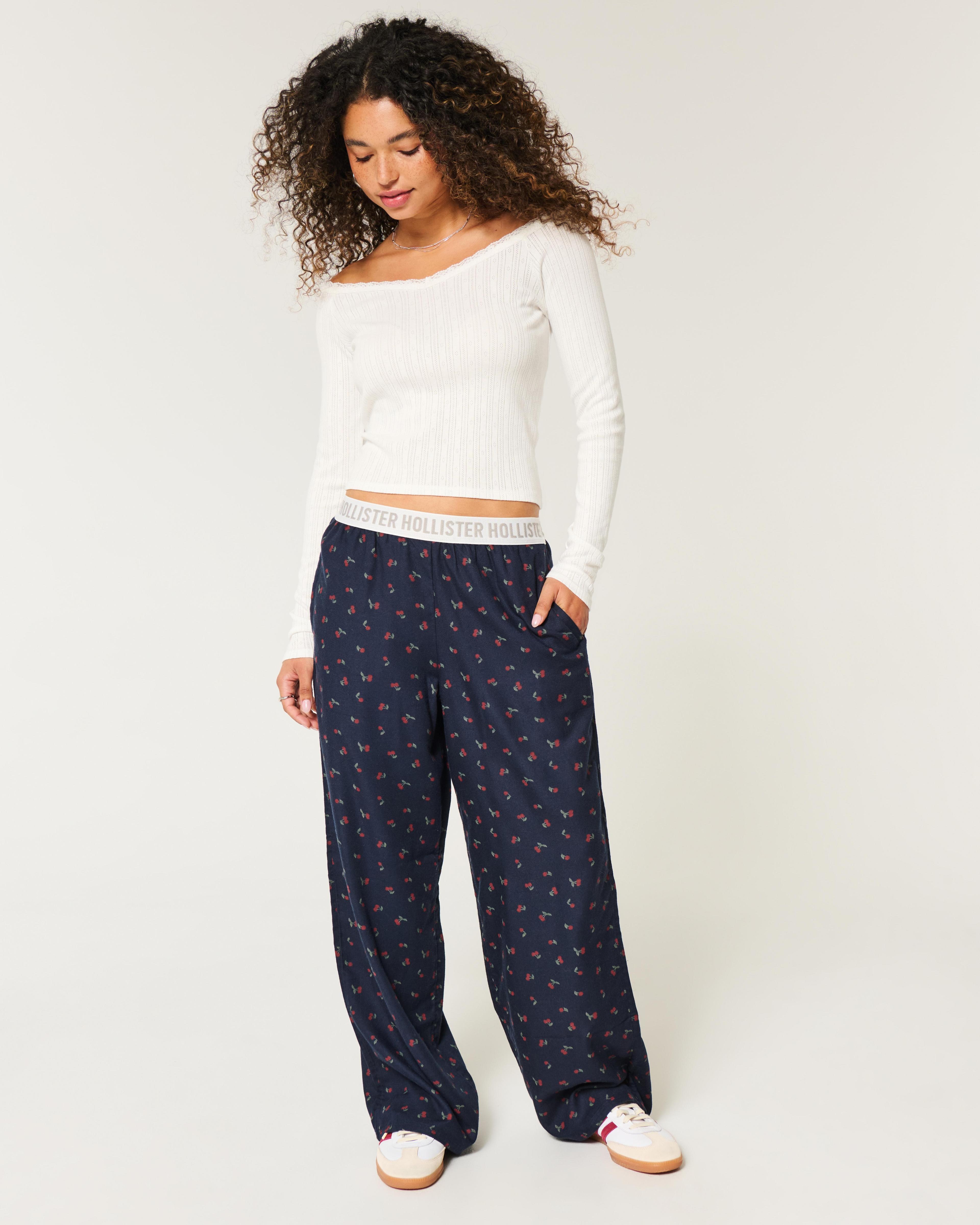 24/7 Wide-Leg Flannel Pajama Pants Product Image