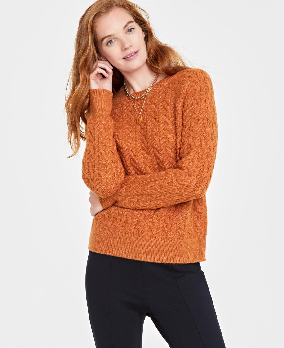 On 34th Womens Cozy Cable-Knit Crewneck Sweater, Created for Macys Product Image