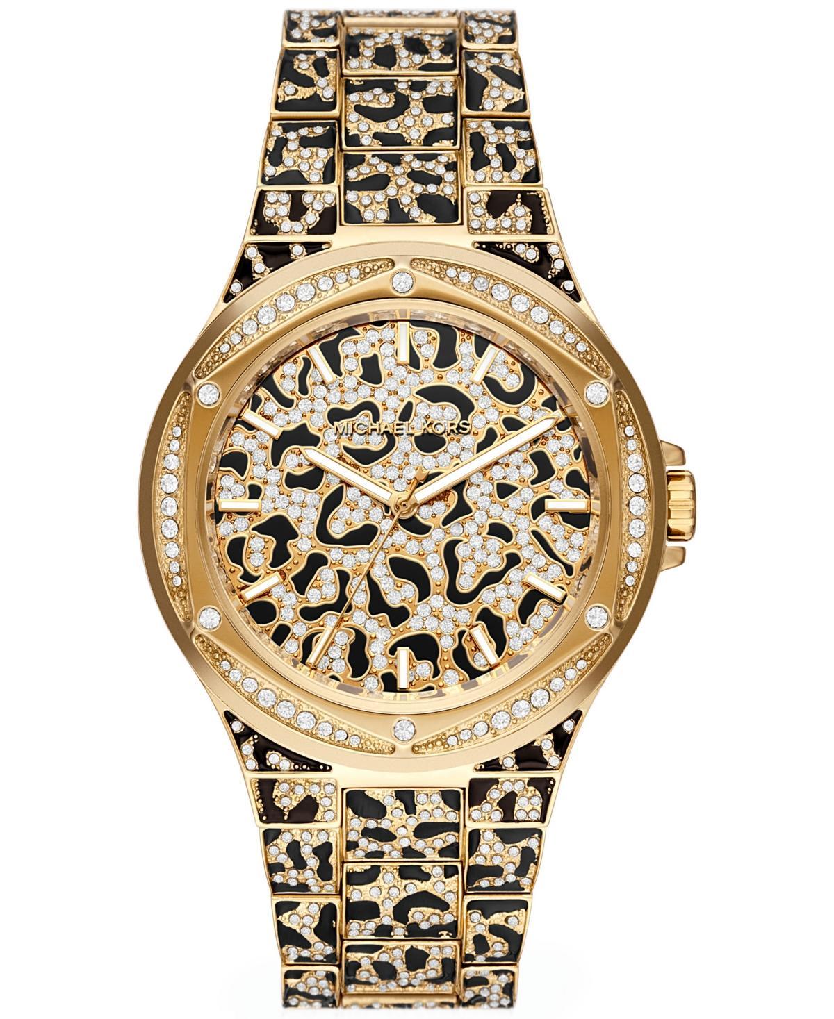 Michael Kors Lennox Three-Hand Faceted Cheetah Print Bracelet Watch Product Image