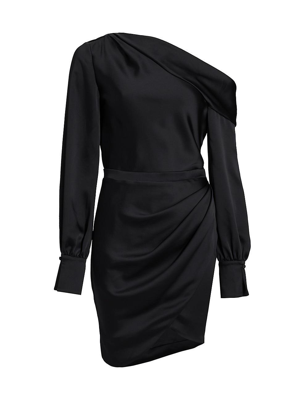 Womens Asymmetric Satin Wrap-Effect Minidress Product Image