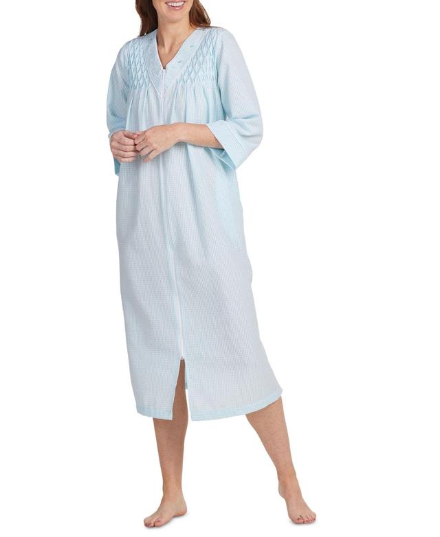 Miss Elaine Womens Checkered 3/4-Sleeve Robe - Lilac Product Image