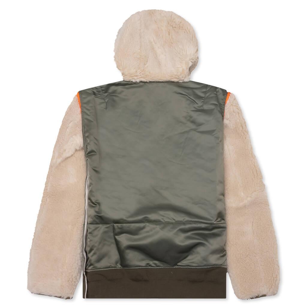 Faux Shearling Nylon Twill Blouson - Khaki/Ecru Male Product Image